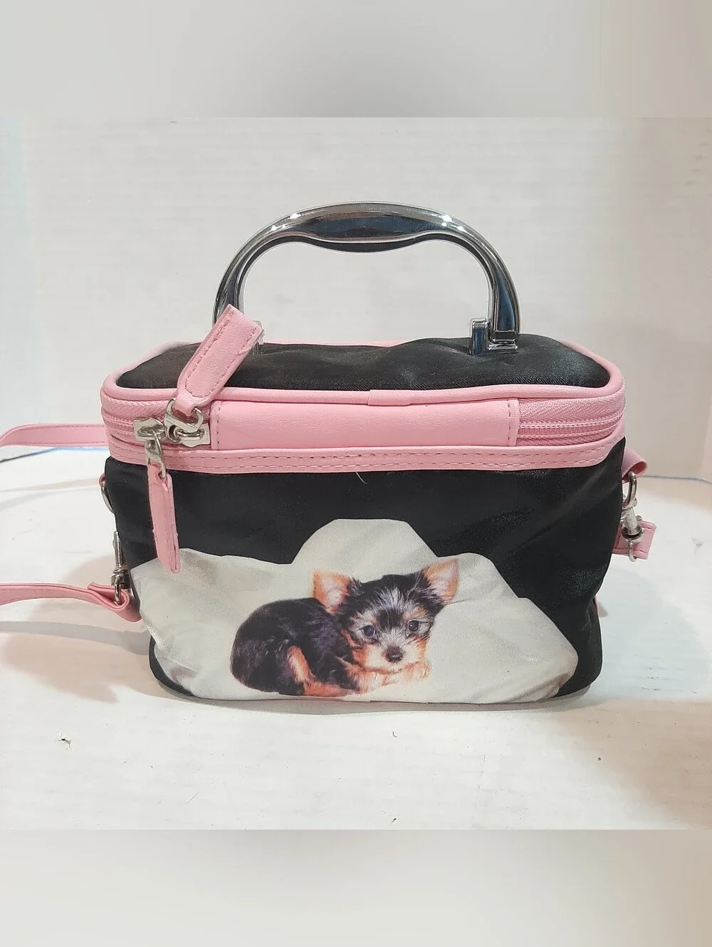 Yorkshire Terrier Cosmetics Makeup Train Case With Shoulder Strap
